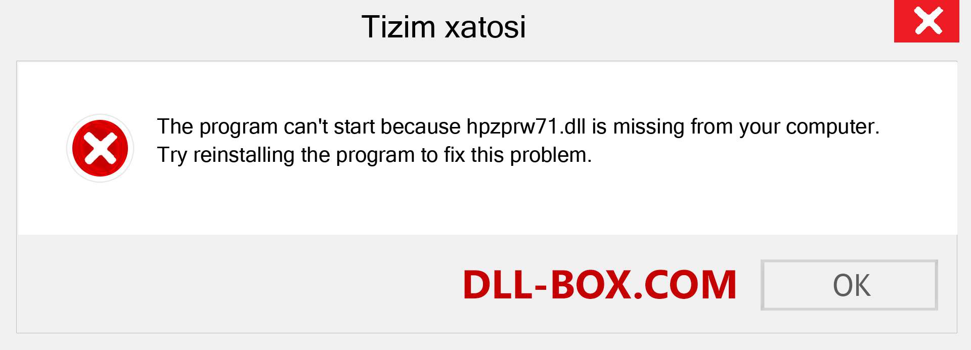 hpzprw71.dll fayli yo'qolganmi?. Windows 7, 8, 10 uchun yuklab olish - Windowsda hpzprw71 dll etishmayotgan xatoni tuzating, rasmlar, rasmlar